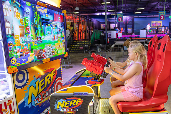ElliePlayingNerfArcade2